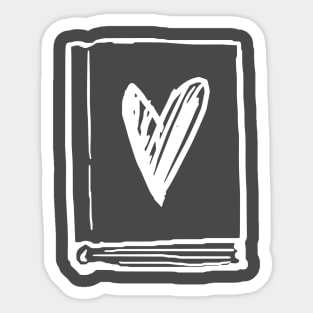 Book and Heart - White Sticker